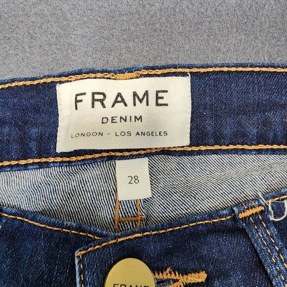 FRAME Denim Womens Jeans Size 28 Mid Rise Blue Dark Wash Skinny Ankle Stretch - Picture 14 of 16